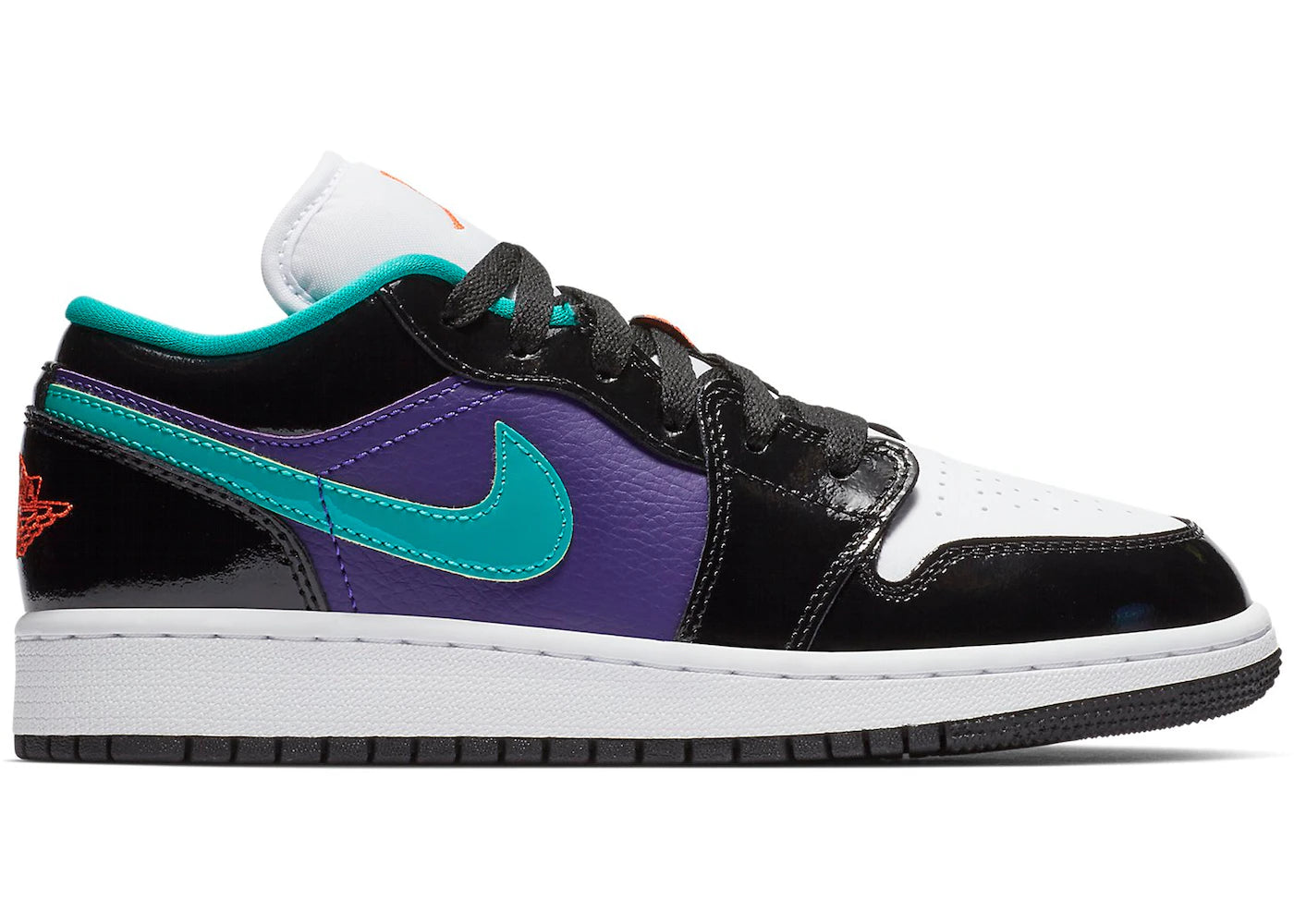 Air Jordan 1 Low Black Court Purple Turbo Green GS