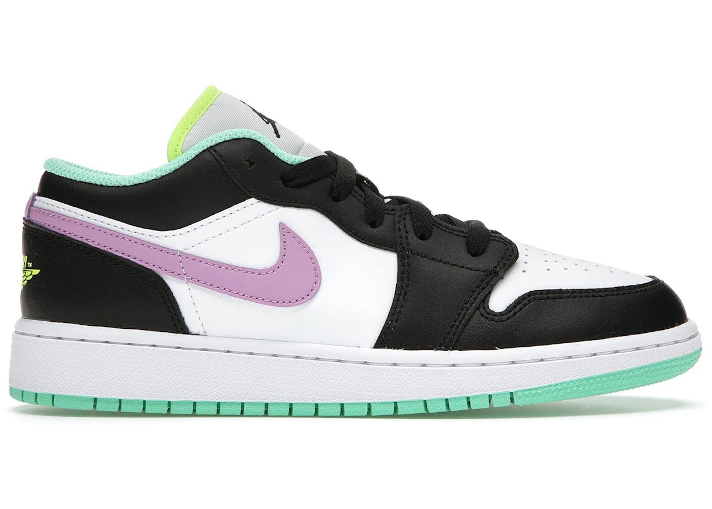 Air Jordan 1 Low Green Glow Violet Shock GS