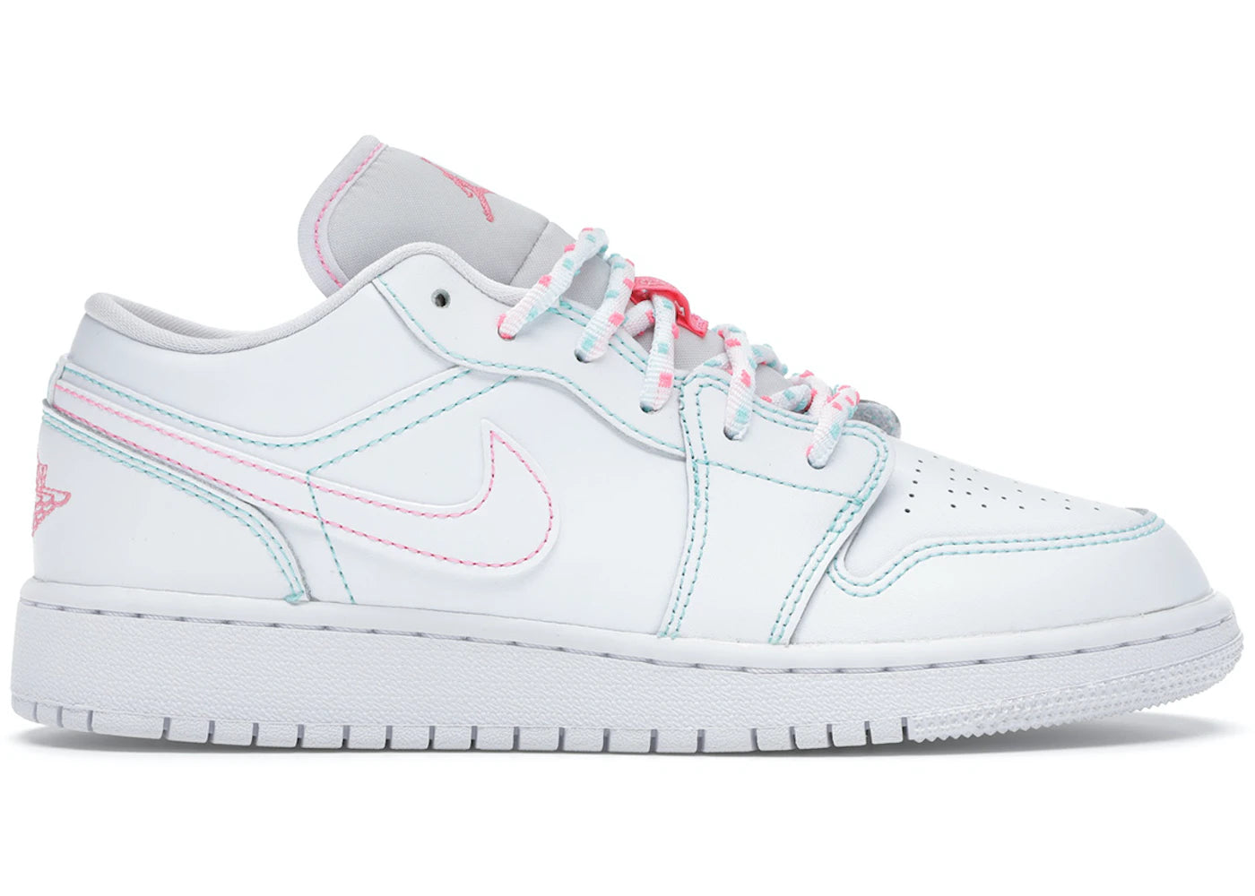 Air Jordan 1 Low White Green Pink GS