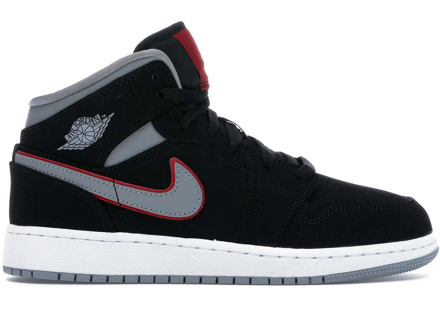 Air Jordan 1 Mid Black Particle Grey Gym Red GS