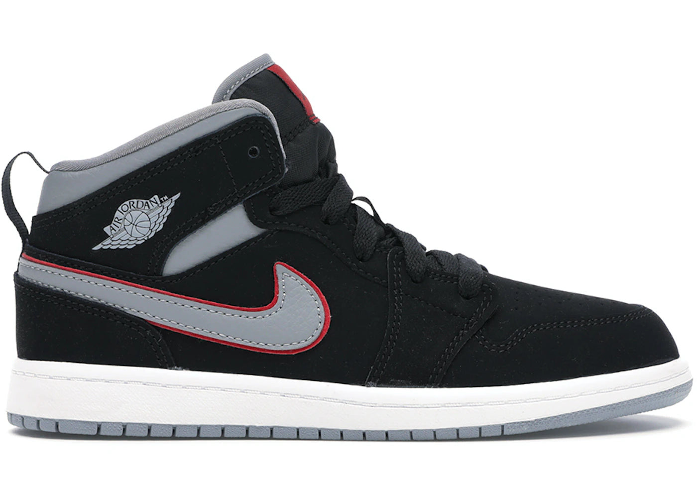 Air Jordan 1 Mid Black Particle Grey Gym Red