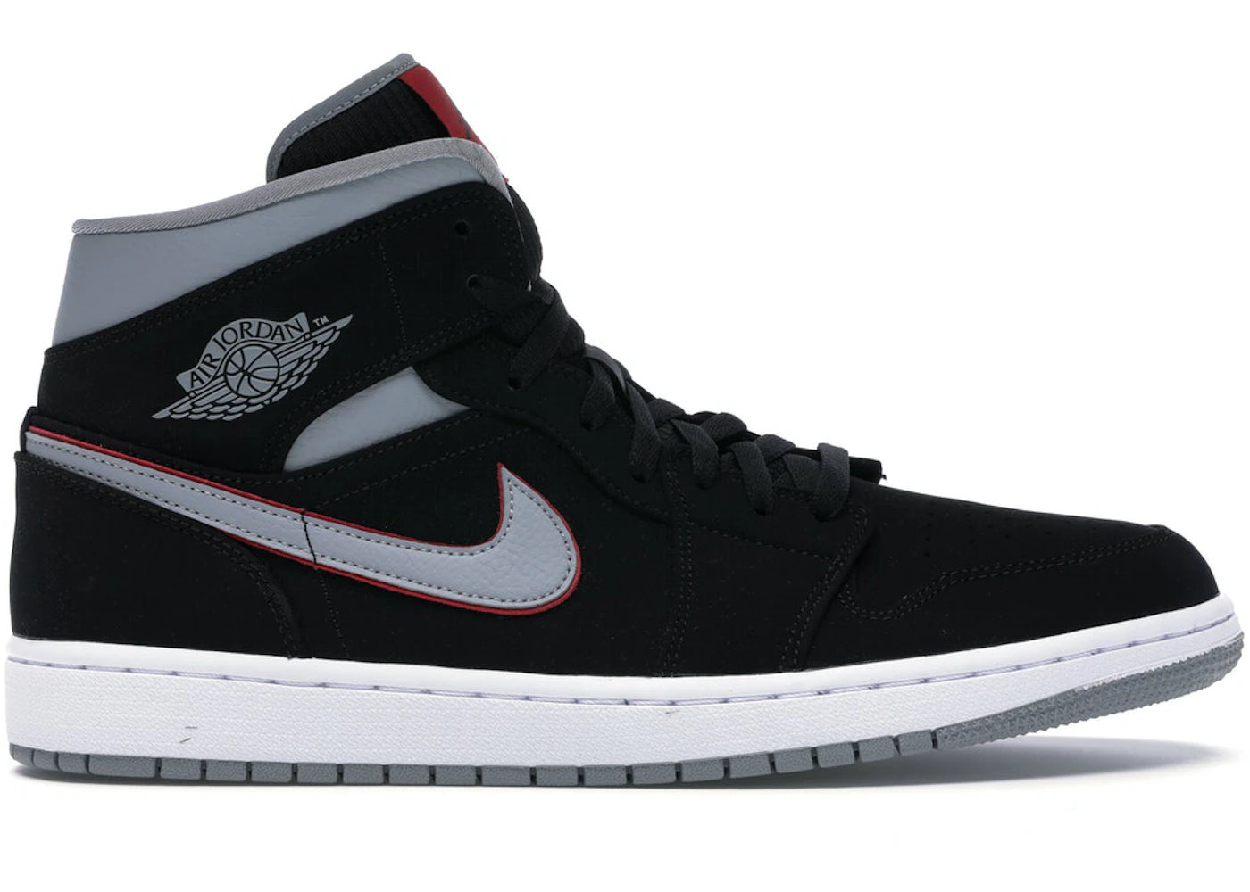 Air Jordan 1 Mid Black Particle Grey Gym Red