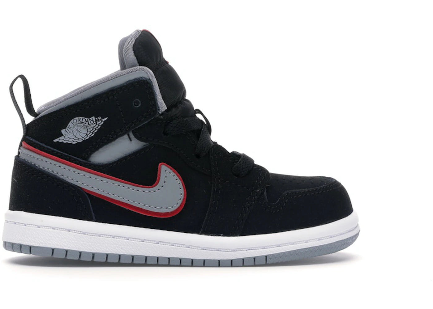 Air Jordan 1 Mid Black Particle Grey Gym Red