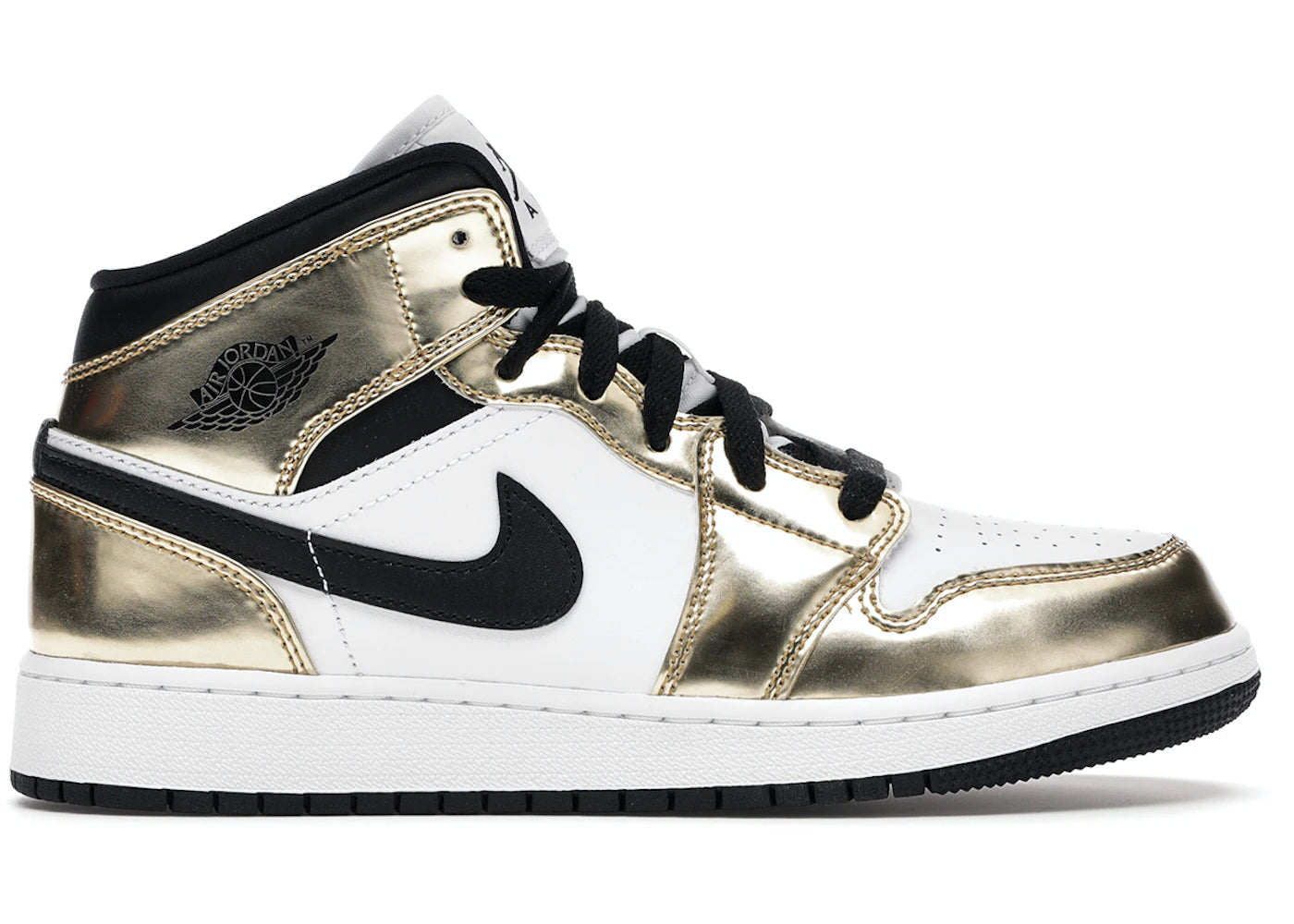 Air Jordan 1 Mid Metallic Gold Black White GS