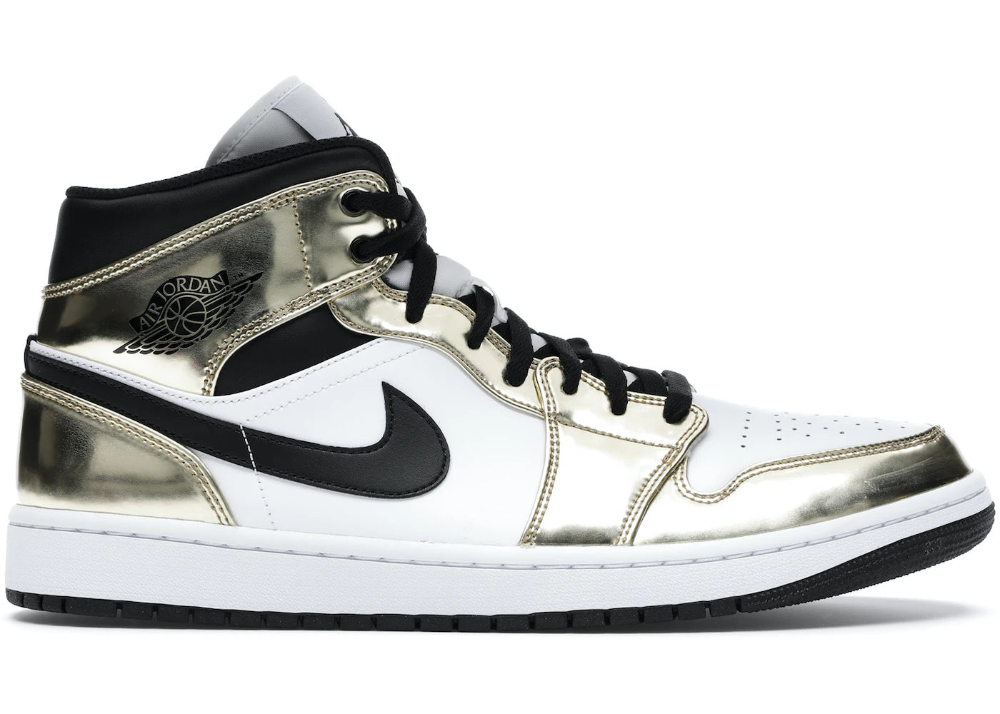 Air Jordan 1 Mid Metallic Gold Black White