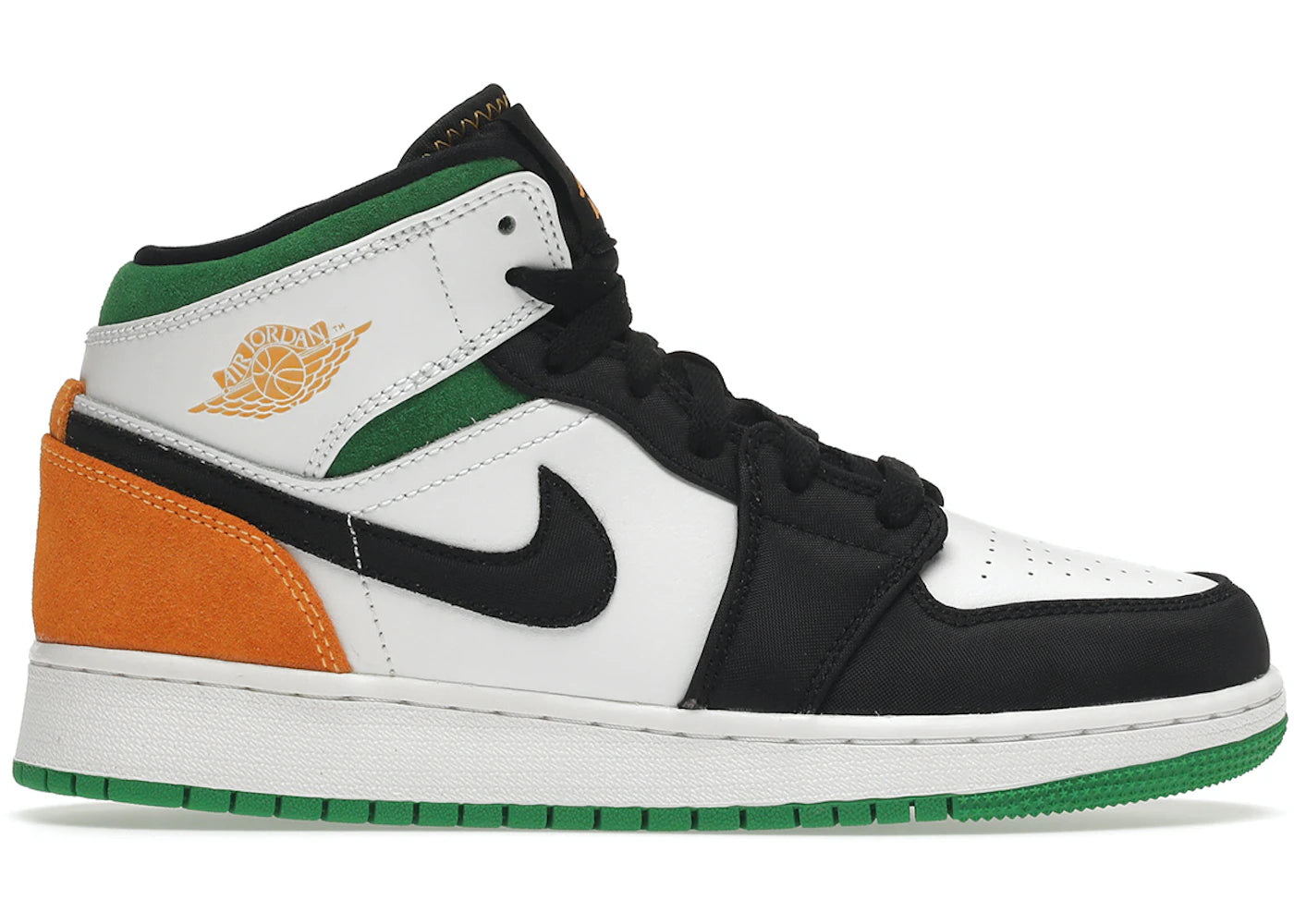 Air Jordan 1 Mid SE White Laser Orange Lucky Green GS