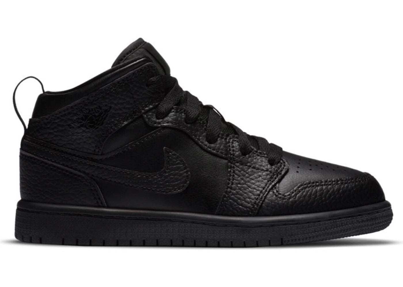 Air Jordan 1 Mid Triple Black Tumbled Leather