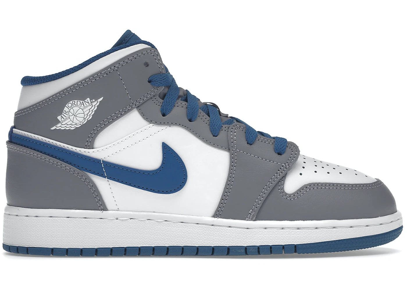 Air Jordan 1 Mid True Blue Cement GS