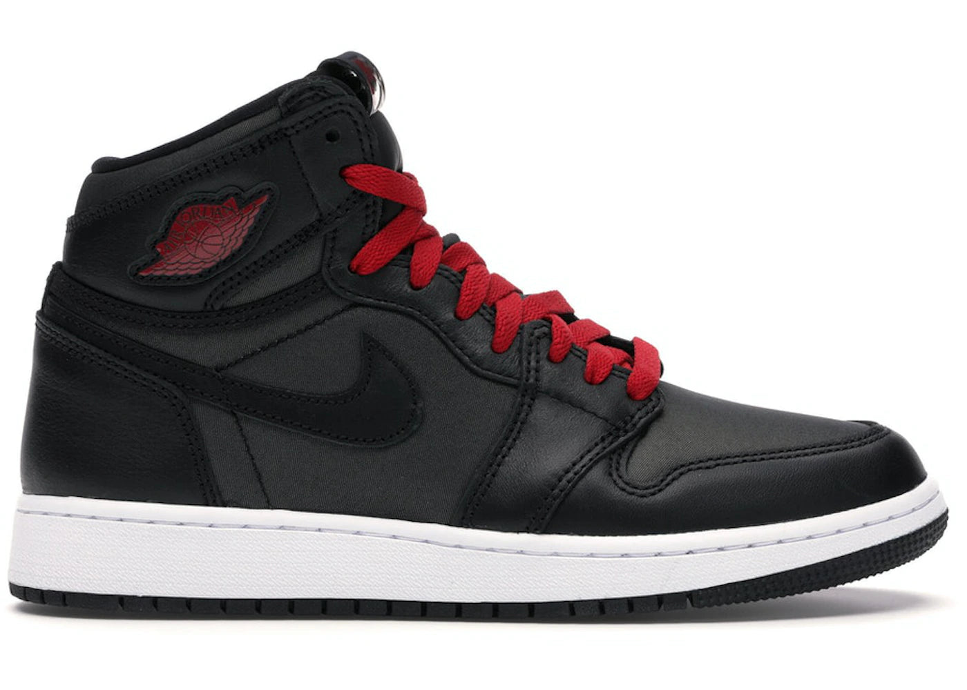 Air Jordan 1 Retro High Black Satin Gym Red Black GS