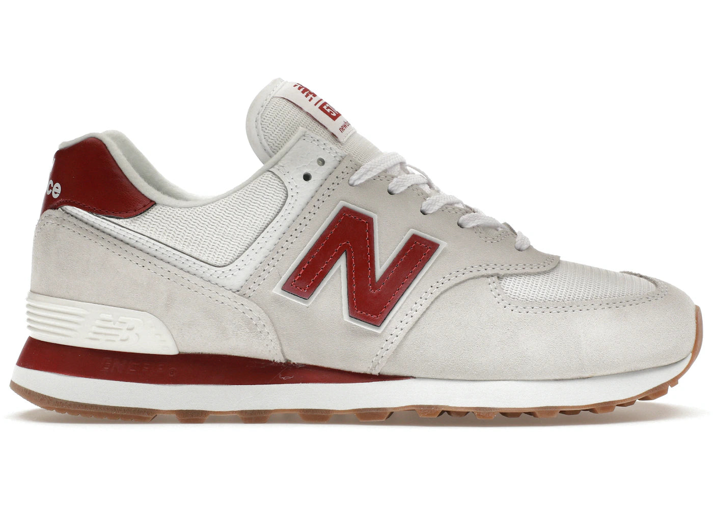 New Balance 574 White Red Gum