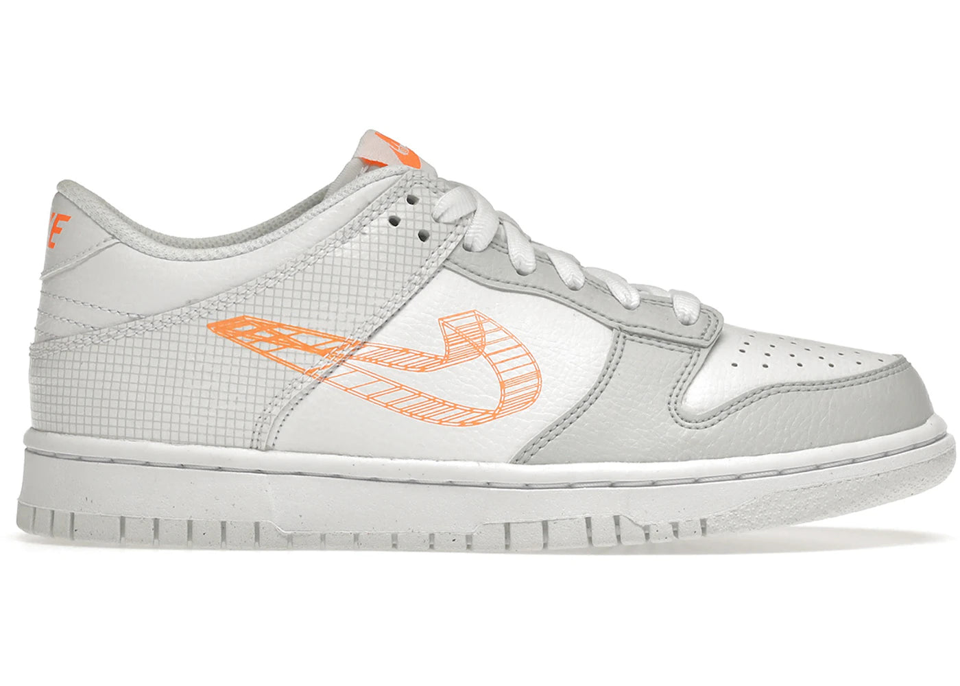 Nike Dunk Low SE 3D Swoosh Pure Platinum Total Orange GS