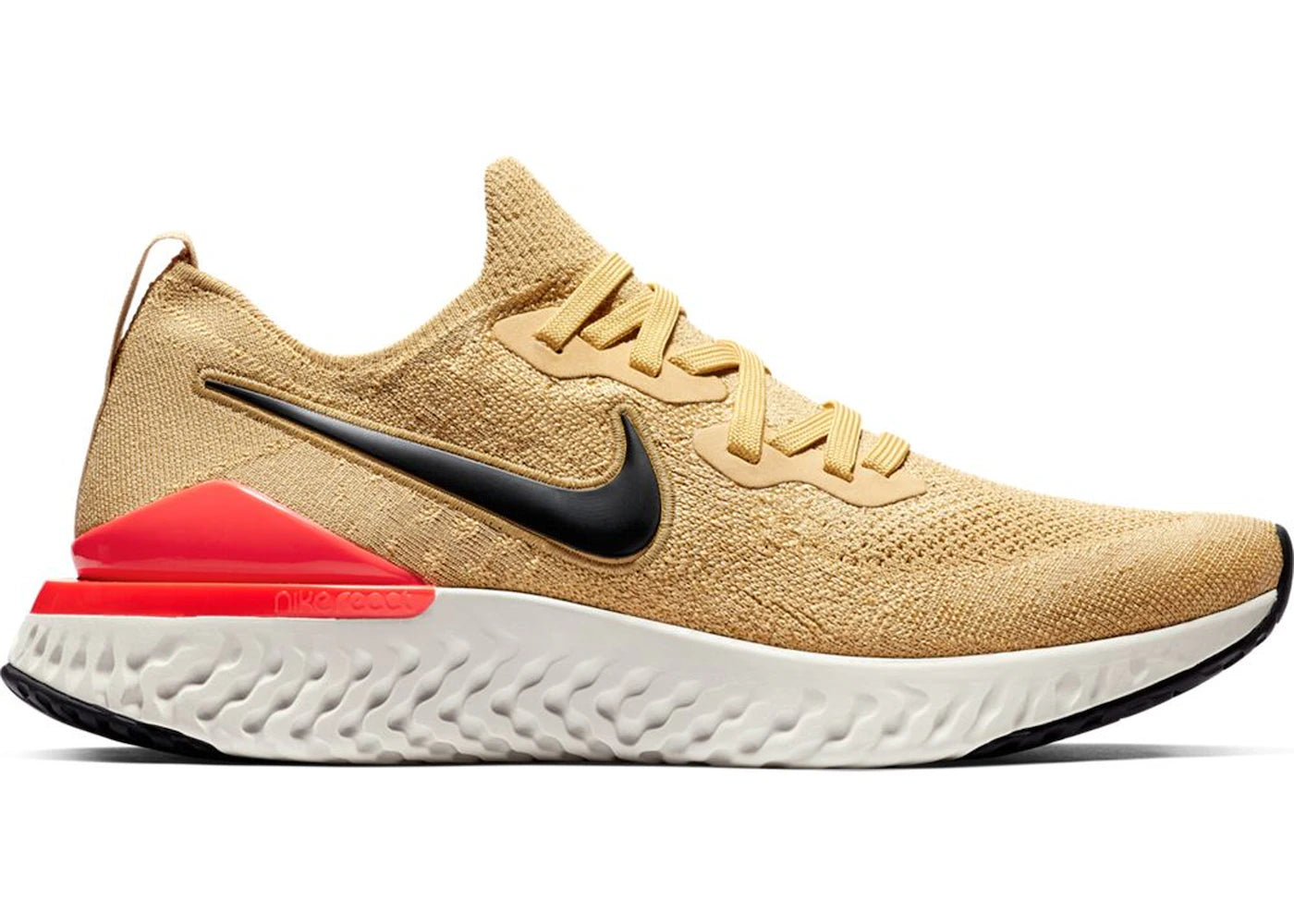 Nike Epic React Flyknit 2 Club Gold Black Red Orbit