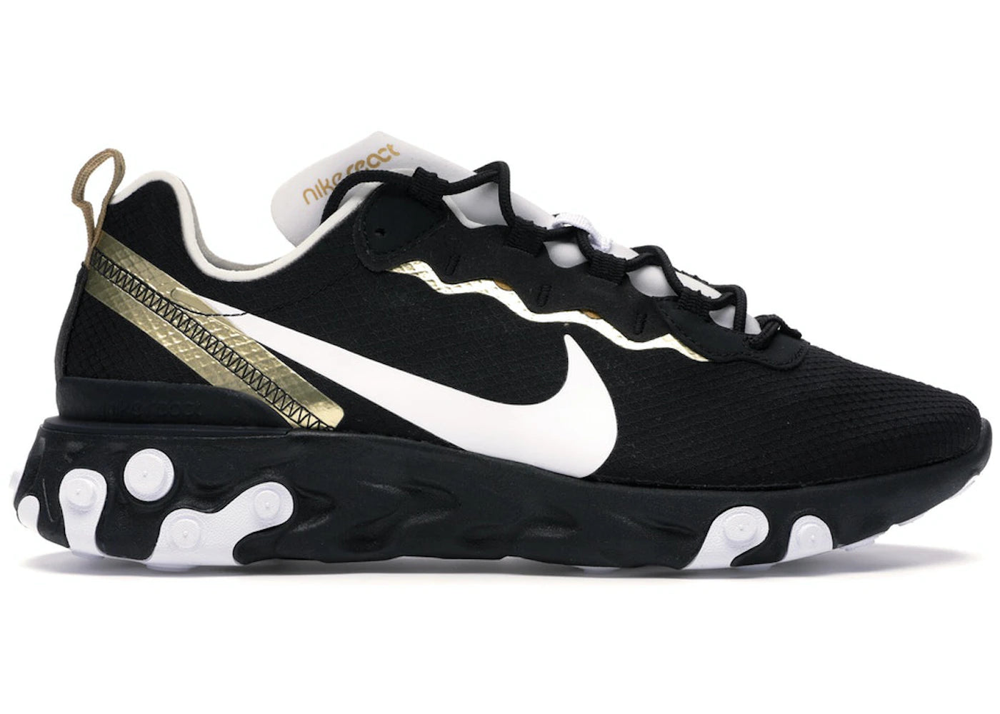 Nike React Element 55 Black Metallic Gold White