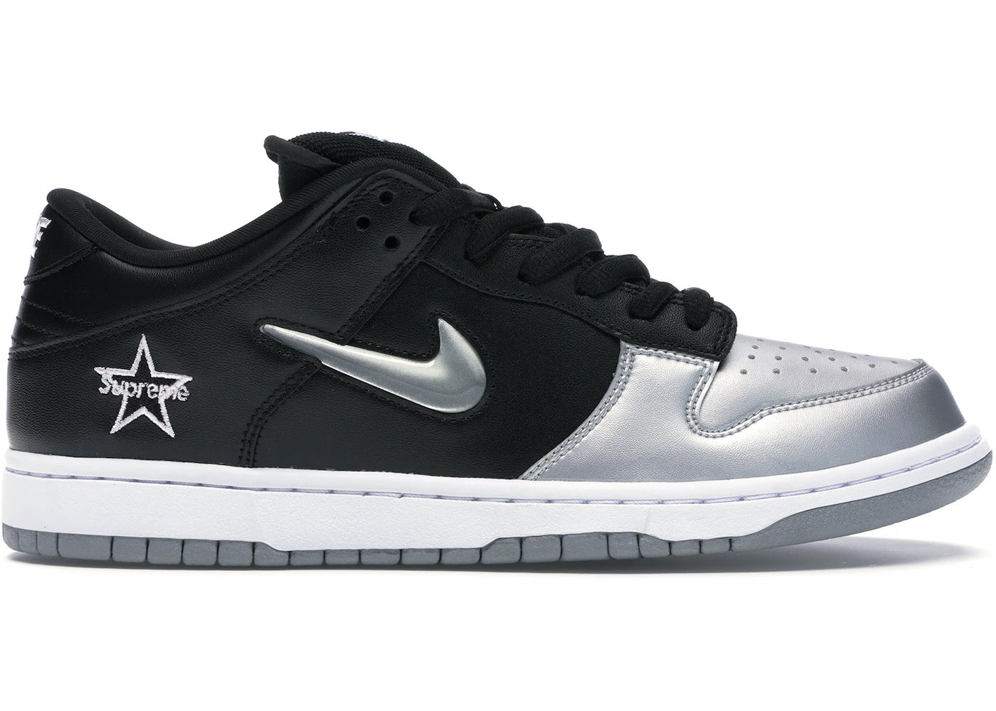 Nike SB Dunk Low Supreme Jewel Swoosh Silver